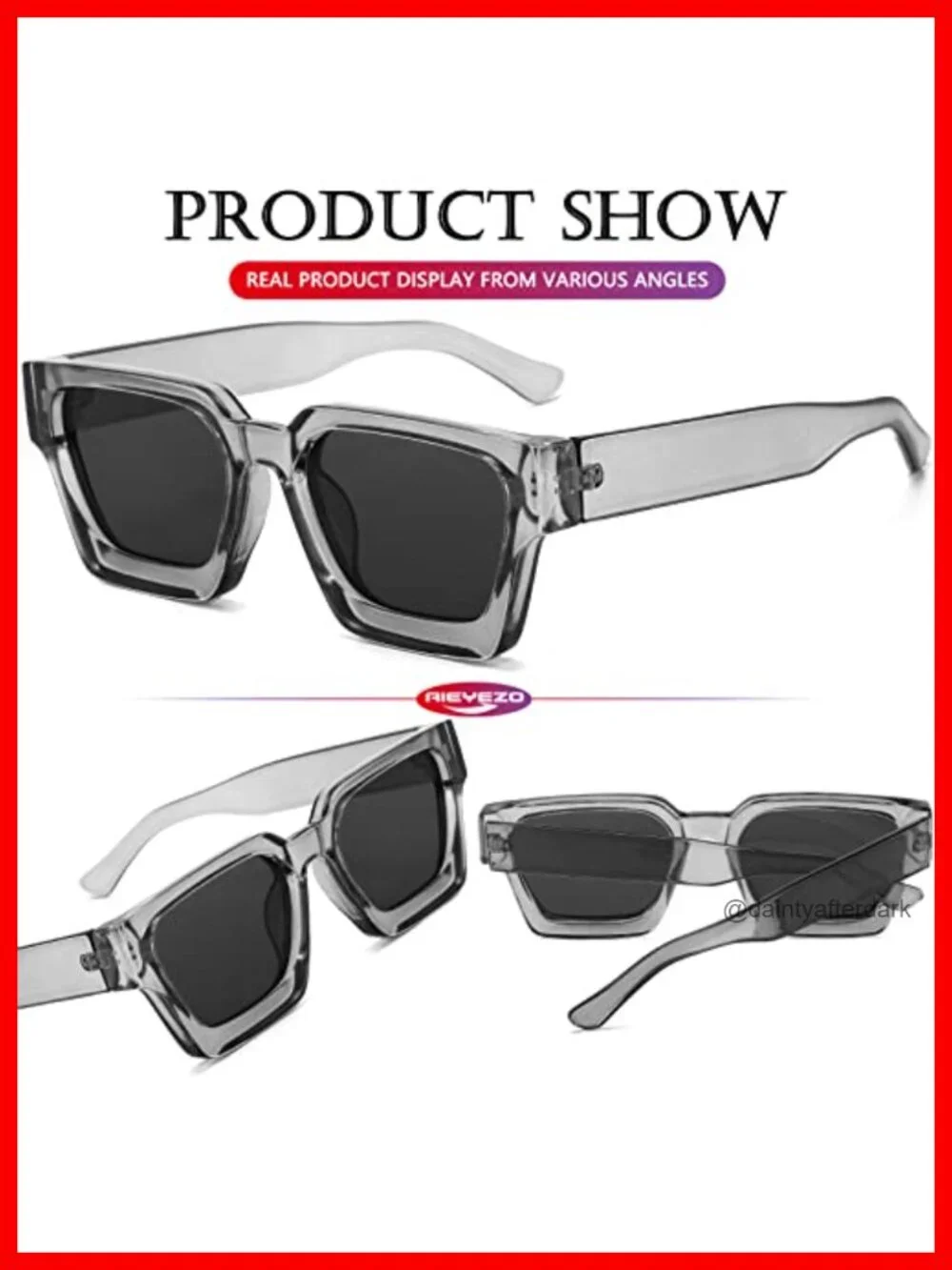 Square Thick Frame Sunglasses Acetate Retro Designer Style UV Protection